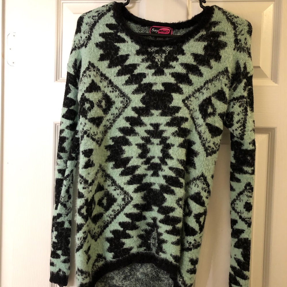 Light green and black patterned sweater